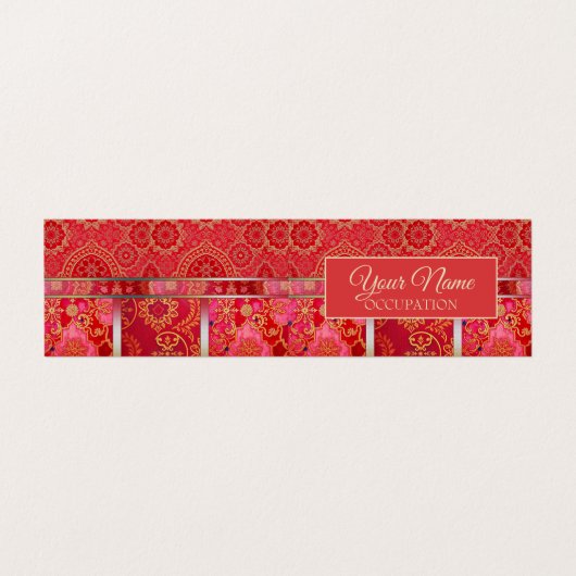 ORIENTAL Red Golden Pattern - Visitekaartje (Buitenkant ongevouwen)
