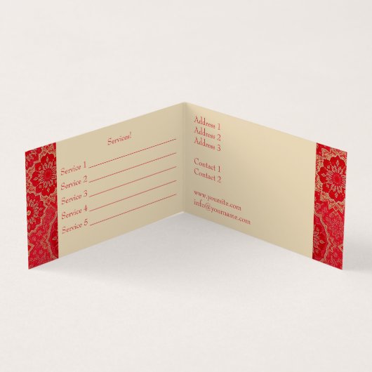 ORIENTAL Red Golden Pattern - Visitekaartje (Binnen)