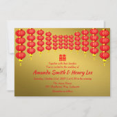 Oriental Red Lantern Xi Chinese Wedding Invitation Kaart (Voorkant)