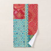 ORIENTAL Red Turquoise Pattern - Bath Towel Set (Serviette à main)