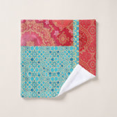 ORIENTAL Red Turquoise Pattern - Bath Towel Set (Gant de toilette)