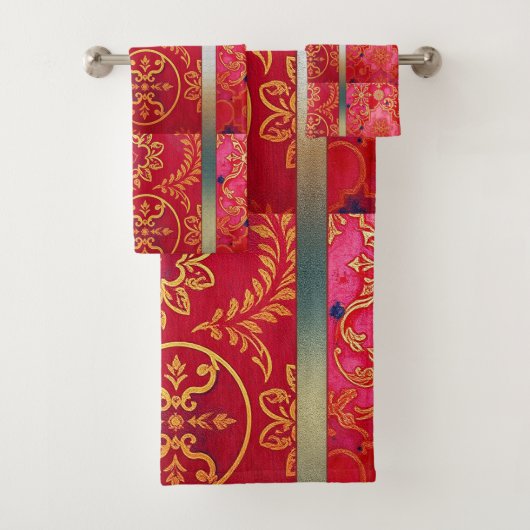 ORIENTAL rood gouden patroon - badhanddoek set Bad Handdoek (Insitu)