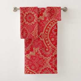 ORIENTAL rood gouden patroon - badhanddoek set Bad Handdoek