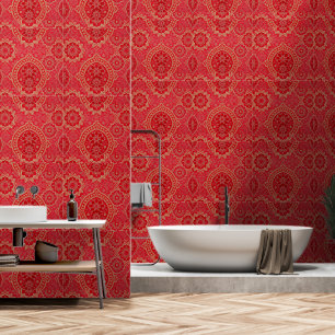 ORIENTAL Rood Gouden Patroon - Behang
