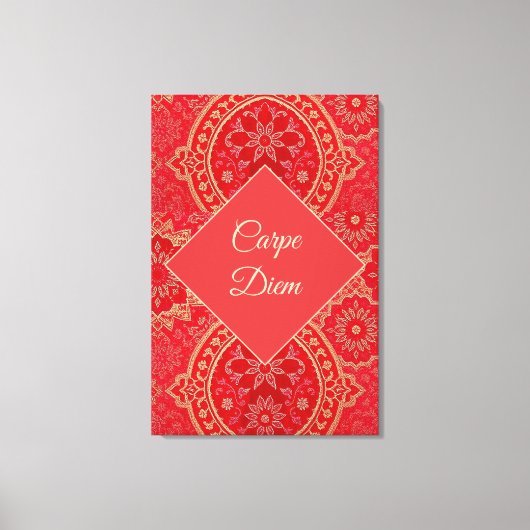 ORIENTAL Rood Gouden Patroon - Ingewikkeld Canvas (Voorkant)