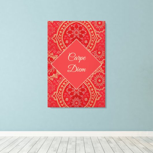 ORIENTAL Rood Gouden Patroon - Ingewikkeld Canvas (Insitu (Houten vloer))