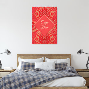 ORIENTAL Rood Gouden Patroon - Ingewikkeld Canvas Afdruk