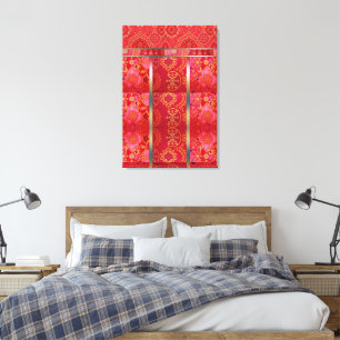 ORIENTAL Rood Gouden Patroon - Ingewikkeld Canvas Afdruk