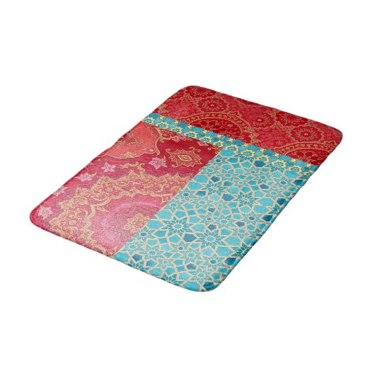 ORIENTAL rood turquoise patroon - Badmat tapijt (Gekanteld)
