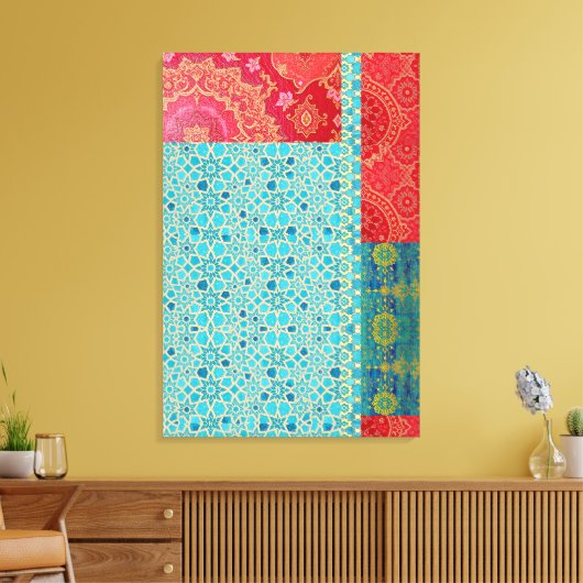 ORIENTAL rood turquoise patroon - gewikkeld canvas (Insitu (Woonkamer))