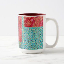 ORIENTAL rood turquoise patroon - Mok, Cup Tweekleurige Koffiemok