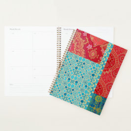 ORIENTAL rood turquoise patroon - Notitieboek, Pla Planner