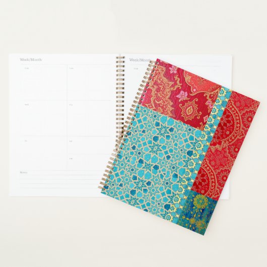 ORIENTAL rood turquoise patroon - Notitieboek, Pla Planner (Display)