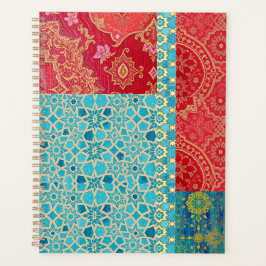 ORIENTAL rood turquoise patroon - Notitieboek, Pla Planner