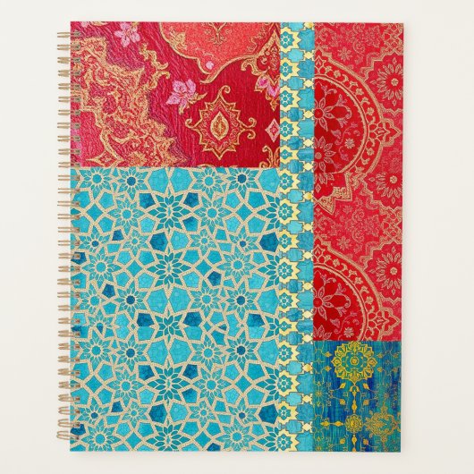 ORIENTAL rood turquoise patroon - Notitieboek, Pla Planner (Voorkant)