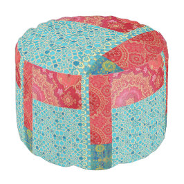 ORIENTAL rood turquoise patroon - Pouf, kussen