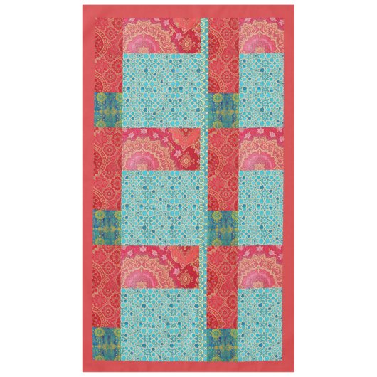 ORIENTAL rood turquoise patroon - tafelkleed (Voorkant)