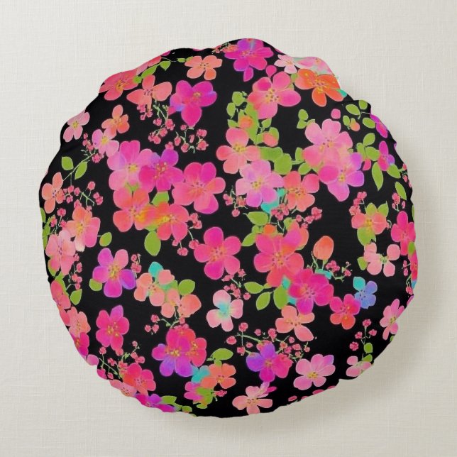 Oriental Royal Flower Pillow Rond Kussen (Achterkant)