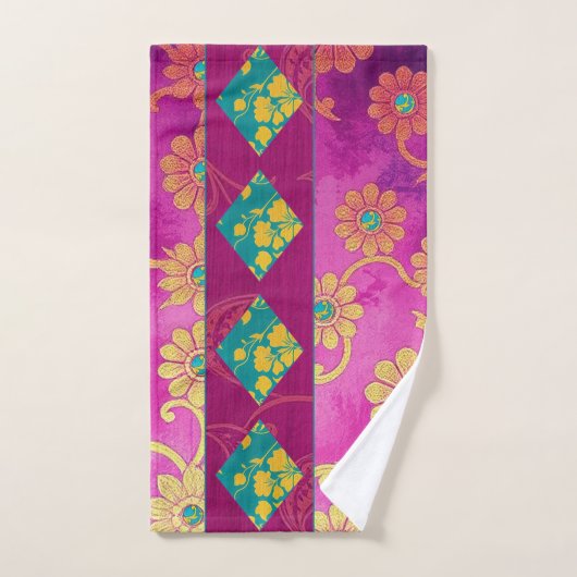 ORIENTAL Roze Paarse Turquoise - Badhanddoek Set Bad Handdoek (Handdoek)