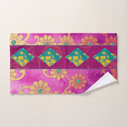 ORIENTAL Roze Paarse Turquoise - Badhanddoek Set Bad Handdoek (Handdoek)