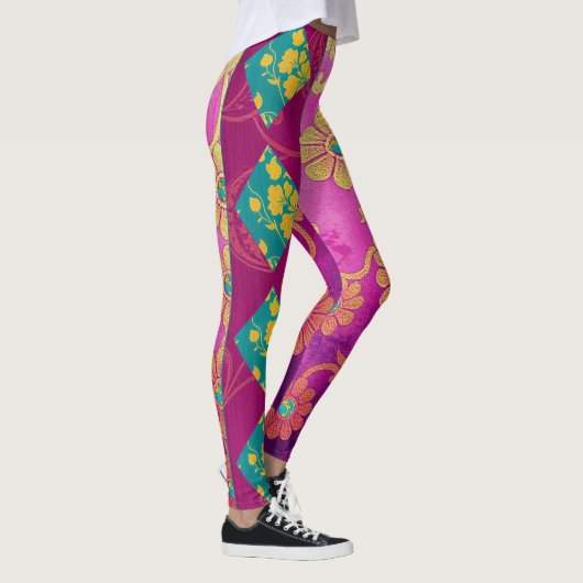 ORIENTAL Roze Turquoise Bloemen - Leggings (Rechts)
