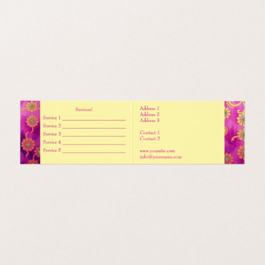 ORIENTAL Roze Turquoise Bloemen - Visitekaartje (Binnenkant ongevouwen)