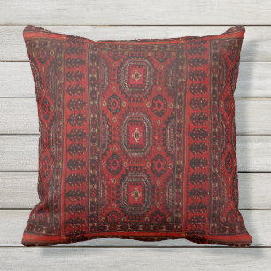 Oriental rug look   -red grunge  buitenkussen