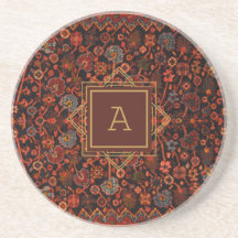  Oriental Rug Monogram Red Burgundy Gold