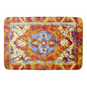 Oriental rug - oranje blauwe waterverf kijk badmat