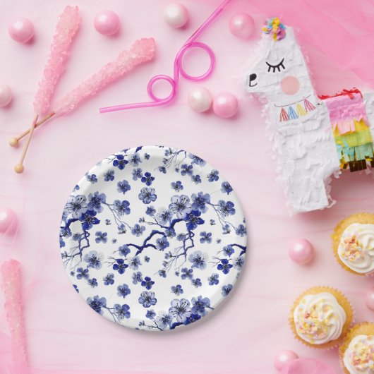 Oriental Sakura Branch Pattern Papieren Bordje (Feest)