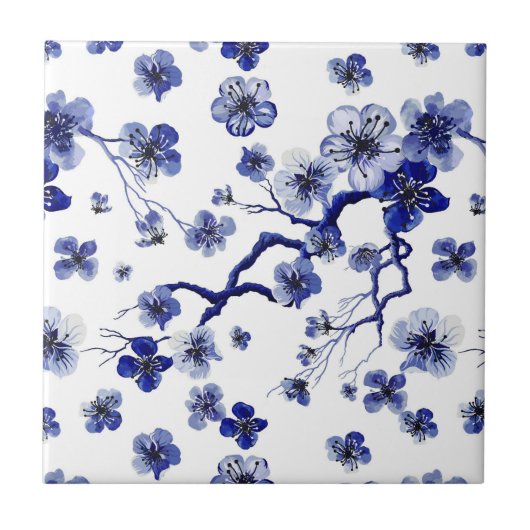 Oriental Sakura Branch Pattern Tegeltje (Voorkant)