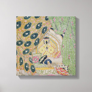 Oriental Scenery Design (kleurenlitho) Canvas Afdruk