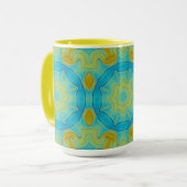Oriental Star in Blue en Old Gold Yellow Mok (Voorkant links)