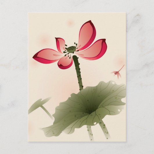 Oriental style Lotus Briefkaart (Voorkant)