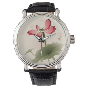 Oriental style Lotus Horloge
