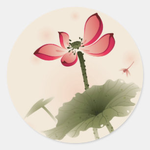 Oriental style Lotus Ronde Sticker