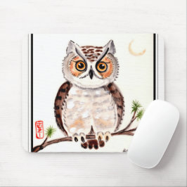 Oriental Style Owl Tile Art Painting Tree Mon Muismat