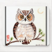 Oriental Style Owl Tile Art Painting Tree Mon Muismat (Voorkant)
