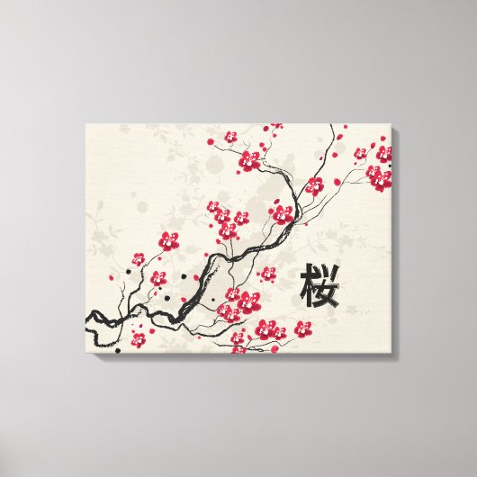 Oriental Style Sakura Cherry Blossom Art Canvas Afdruk (Voorkant)