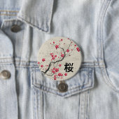 Oriental Style Sakura Cherry Blossom Art Ronde Button 7,6 Cm (In situ)