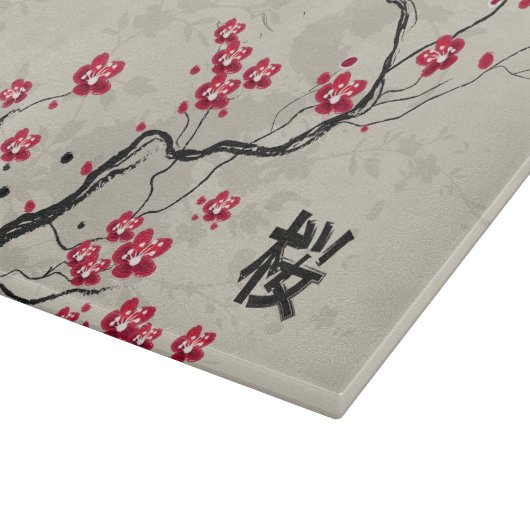 Oriental Style Sakura Cherry Blossom Art Snijplank (Hoek)