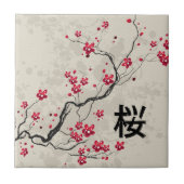Oriental Style Sakura Cherry Blossom Art Tegeltje (Voorkant)
