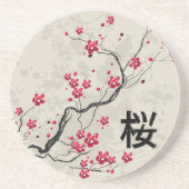 Oriental Style Sakura Cherry Blossom Art Zandsteen Onderzetter (Voorkant)