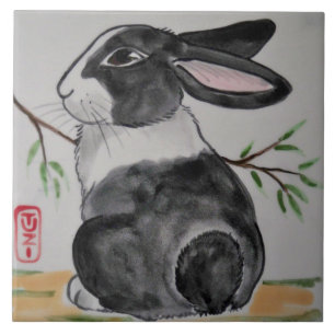 Oriental Style TUZI Dutch Rabbit 6-inch Tile Trive Tegeltje