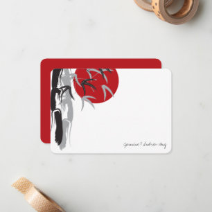 Oriental Sunrise Bamboo Garden Weddenschap Bedankt Notitiekaartje