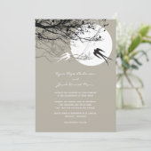 Oriental Swallows Moonlight Asian Wedding Invite Kaart (Staand voorkant)