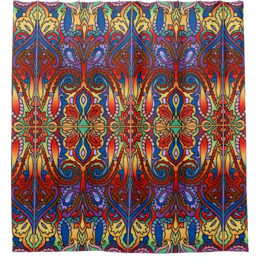 Oriental Waterverf Patroon I + jouw ideeën Douchegordijn (Voorkant)