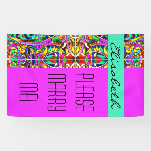 Oriental Waterverf Patroon III + uw ideeën Spandoek (Horizontaal)