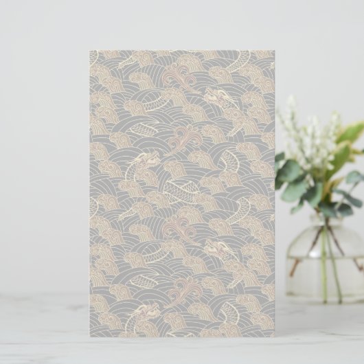 Oriental Zee Dragon Pattern Briefpapier (Staand voorkant)