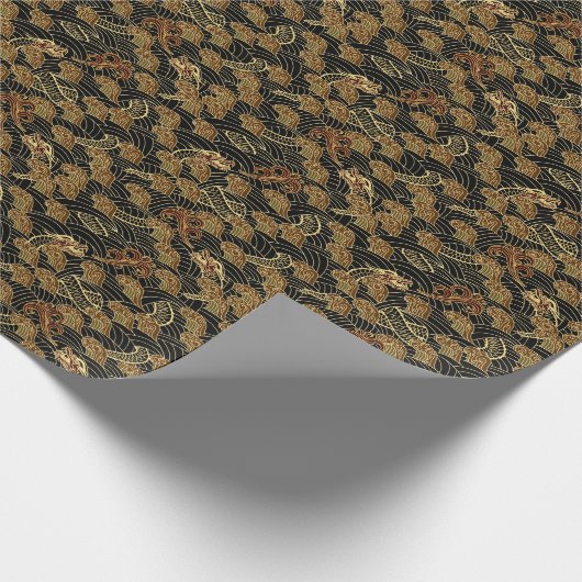 Oriental Zee Dragon Pattern Cadeaupapier (Hoek)